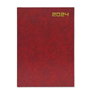 Fis 2024 A5 Diary,Vinyl, English Hard Cover Maroon -FSDI21E24MR
