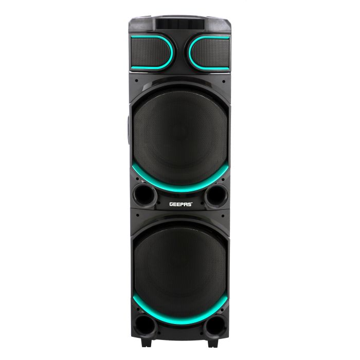 Rechargeable Professional Speaker, LED Lights, GMS11170 | USB/ FM/ TF Card, Bluetooth/ TWS | 12V/7A Lead-Acid Battery | UHF MIC | Remote Control | 80000W PMPO