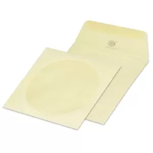 FIS Pack of 25 Color Envelopes, 80 GSM, Glued, Size 125 X 125mm With Window, Color Pastel Cream