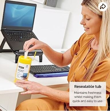 Fellowes FEL 99715 Screen Cleaning Wipes (Pack of 100 Wipes)