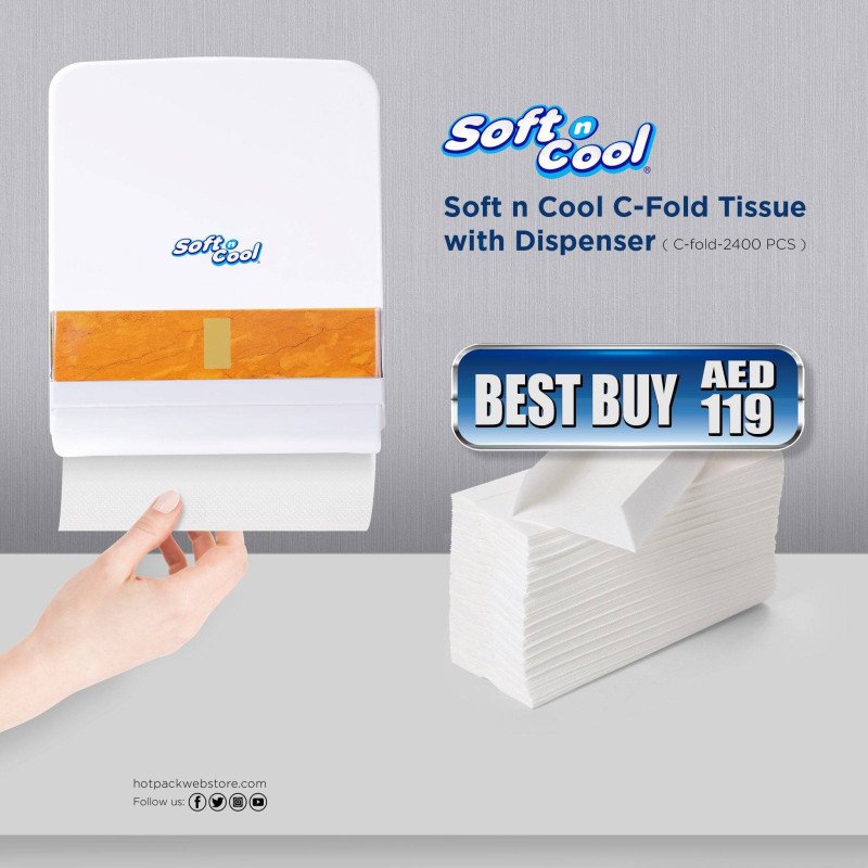 Soft N Cool C-Fold Tissue 2400 Pieces With Dispenser