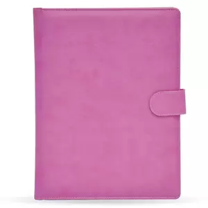 FIS Folder Italian PU Cover with Writing Pad, Ivory Paper, Single Ruled, 80 Sheets with Gift Box, Pink Color, 24 x 32 cm - FSGT2535PURPI