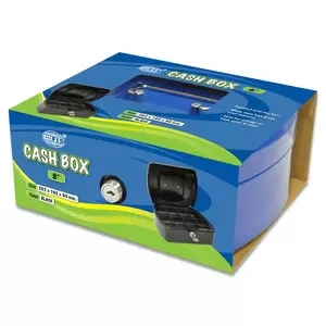 FIS Cash Box Steel Blue Color With key lock, 205 x 160 x 90 mm, 8 Inch Lock Size - FSCPTS0130BL