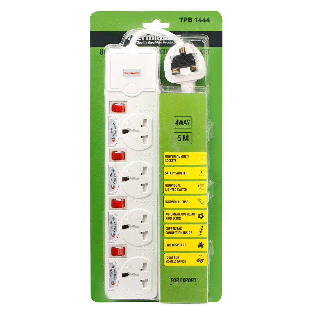 4 Way Universal Power Extension Socket 3M Cable 13A