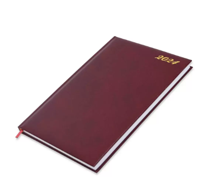 FIS Bonded Leather Diary 2024 (English) Maroon, A4 - FSDI40EBW24MR