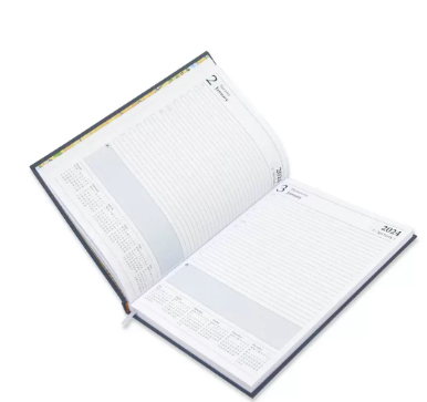 FIS Bonded Leather Diary 2024 (English) Grey, A4 - FSDI40EBW24GY