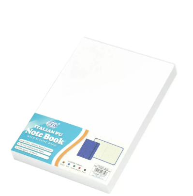 FIS Notebook With Elastic Band Italian PU Cover, Ivory Paper, 5 mm Square, Blue Color, 96 Sheets With Gift Box, A6 Size