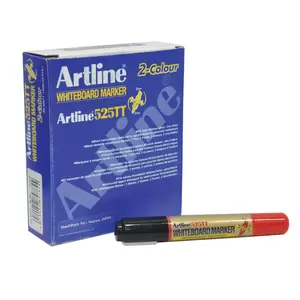 Artline 525T 2in1 Whiteboard Markers 2.0mm-5.0mm, Pack of 12 Pcs, Blue/Black Colors, Polyester Fibre Tip - ARMK525TBLBK