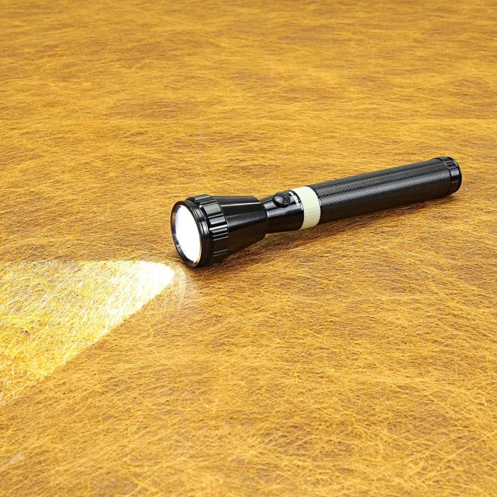 Geepas Rechargeable LED Flashlight - Hyper Bright White 1800 Meters Range Portable Torch High Beam LED Flashlight| Pocket Flashlight With Charger