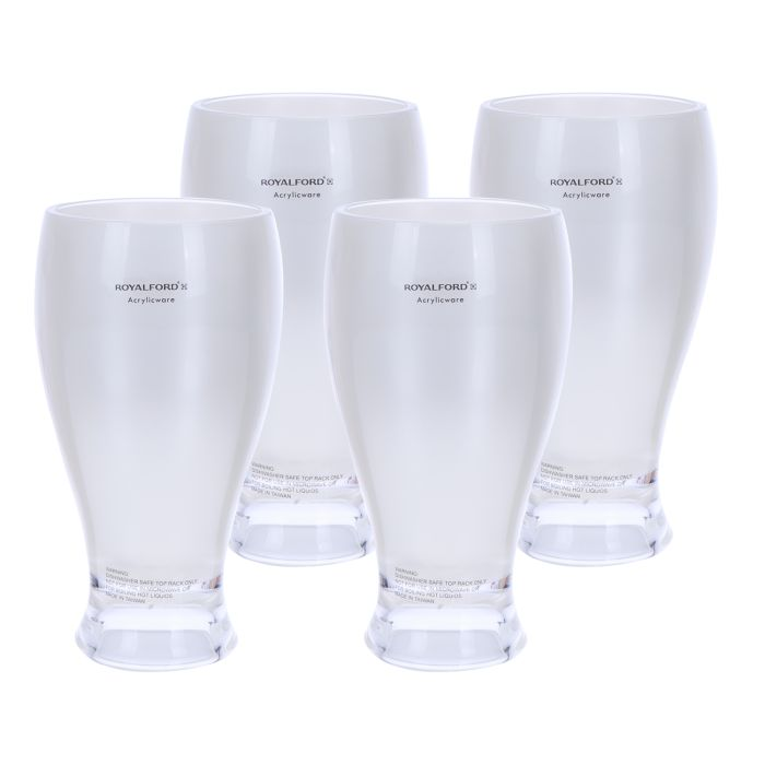 Royalford F1954AG4 400ml Acrylic Glass 4Pcs Set, 4pieces - Water Cup Drinking Glass |Dishawaher Safe| Curved Surface Comfortable Handling Ideal For Party Picnic BBQ Camping Garden