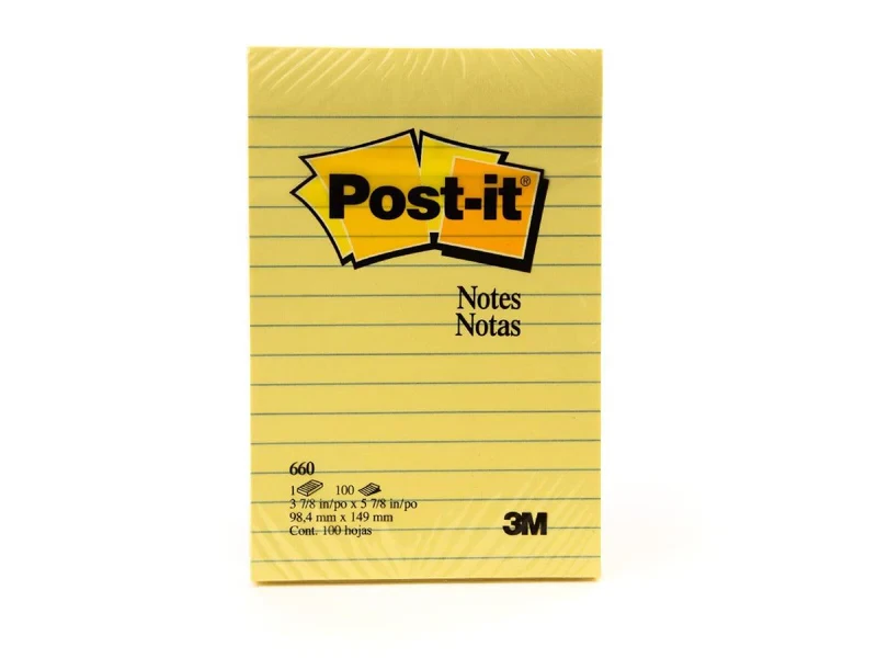 3M Post-it 663 Notes 5in x 8in Lined Canary Yellow (2 Pads of pack)