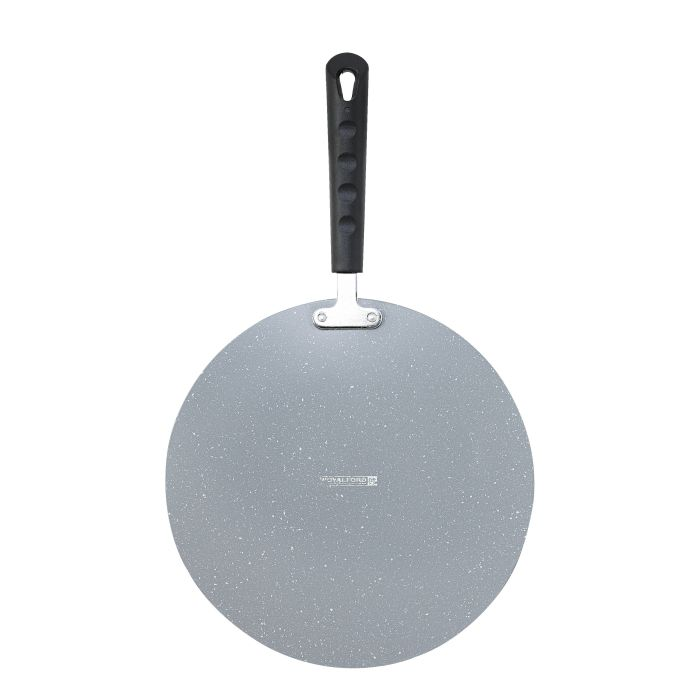 Royalford RF9506 Aluminium Round Tawa 26cm - Marble Coating Pan Suitable For Crepe Chapatti Pancakes Roti Dosa Flatbread Or Naan Bread | 3 Layer Non-Stick Surface, PFOA, PTFE Free