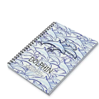 FIS Pack Of 5 Spiral Soft Cover Notebook, 96 Sheets A5 Dolphin Design 2 -FSNBSSCA596-DOL2