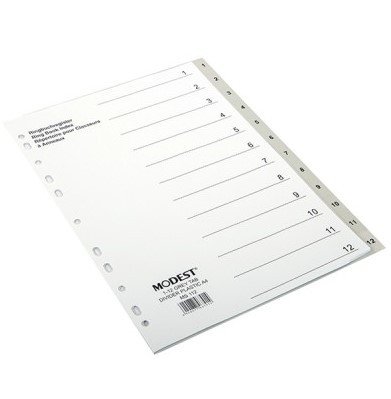 DIVIDER 1-12 Tab PVC Grey