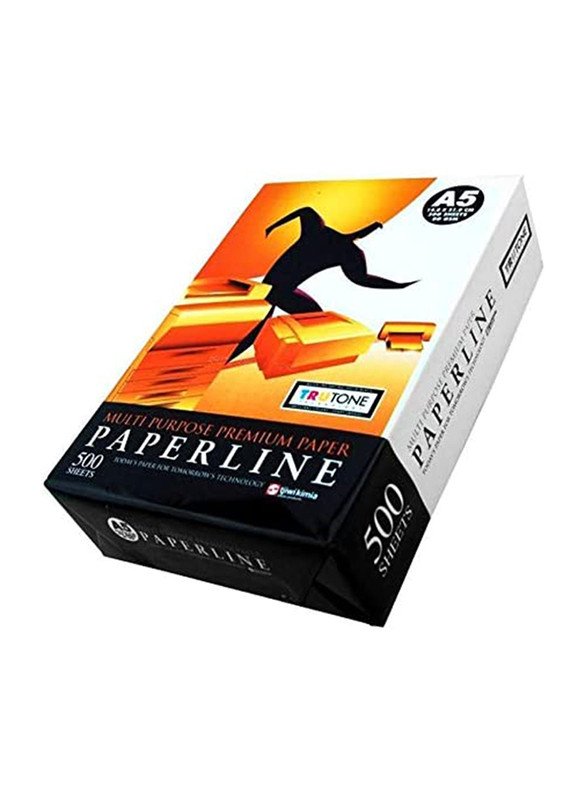 Paperline Multi Purpose Printing Paper, 500 Sheets, 80 GSM, A5 Size, White