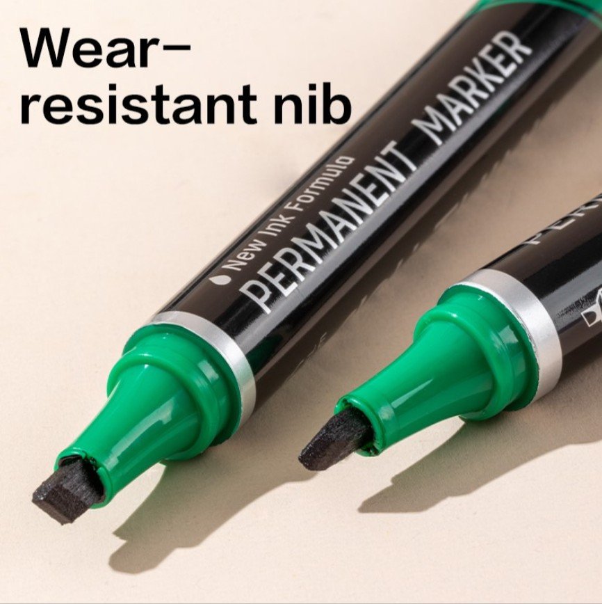 Deli Think Permanent Marker U101, 1.5-5mm Chisel, Green (12Pcs/Pack )