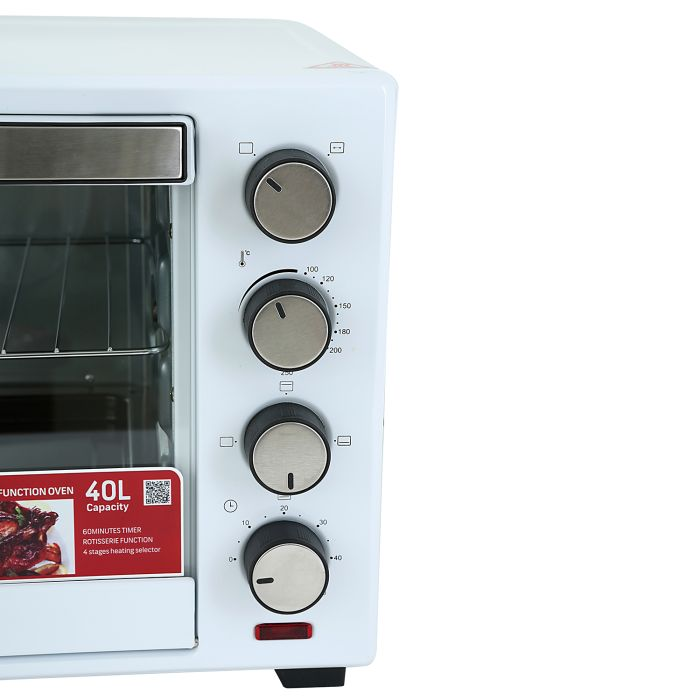 Geepas 1600W Electric Oven With Rotisserie & Convection - 40L, 4 Heat Setting & Temperature Setting Upto 250C With 60 Minute Timer | Ideal For Bake, Grill, Toast, Grill & More