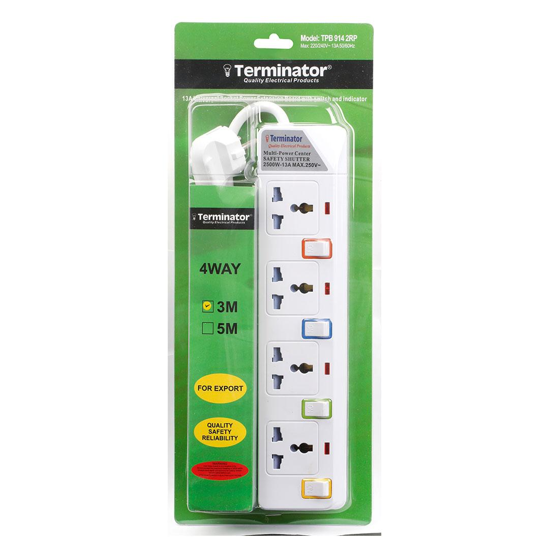 4 Way Universal Power Extension Socket With Individual Switches & indicator 3M Cable Suchko Plug