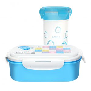 Royalford Lunch Box With Water Bottle - Plastic - Blue
