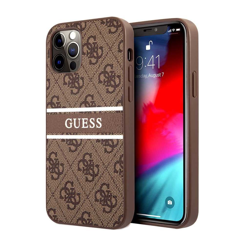 Guess PU 4G Stripe Hard Case for iPhone 12 Pro Max ( 6.7" ) - Brown