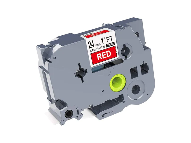 Brother P-touch 24mm TZ-455 Laminated Tape, 8 m, White on Red