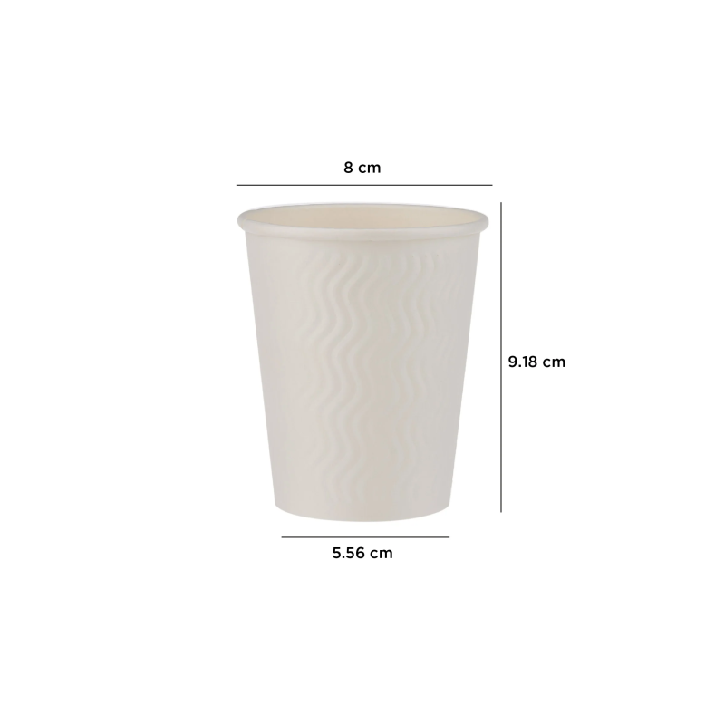 8 Oz White Embossed Paper Cups 500 Pieces