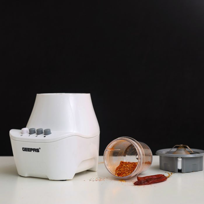 Geepas 400W 3 In 1 Blender - 1.5L Unbreakable Jar, 2 Sharp Stainless-Steel Blades With 2 Speed & Pulse | 2Pc Small Mill, Coffee/Spice Grinder Included | Ideal For Smoothie, Juice, Milkshake & More