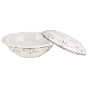 Royalford Melamineware 10" Bowl With Lid Floral - Melamine - White