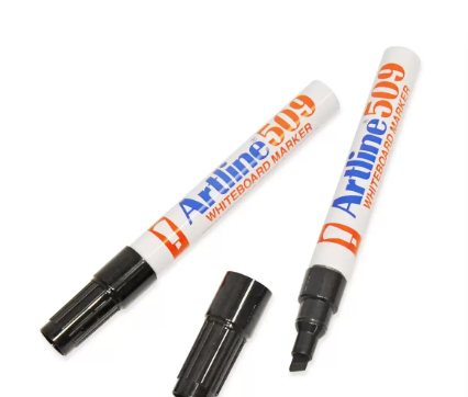 Artline 509 White Board Marker (12 Pcs. / Pack) Black Color, Acrylic Fibre Tip 2.0-5.0 mm, Chisel Style - ARMK509BK