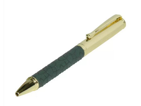 FIS Gold Pens with Embossed Italian PU Wrapper and Gift Box, Green Colour - FSPNGPUGRD5