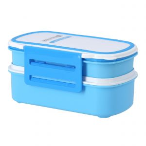 Royalford Airtight Lunch Box With 2 Layer - Stainless Steel - Blue