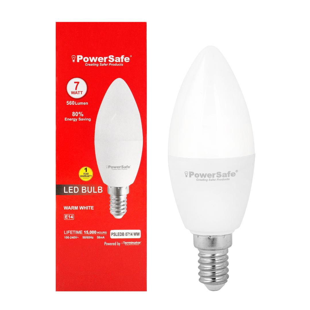 PowerSafe brand 7W LED Candle Bulb E14 – Warm White