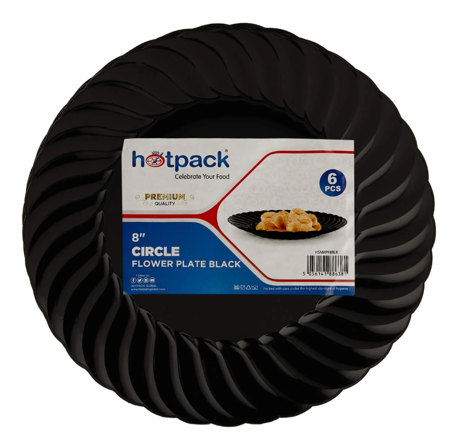 Premium Circle Flower Plate 6 Pieces(Black)