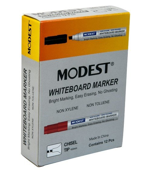 Modest White board Marker Chisel MS-823 Red, (Pack of 12 Pcs)