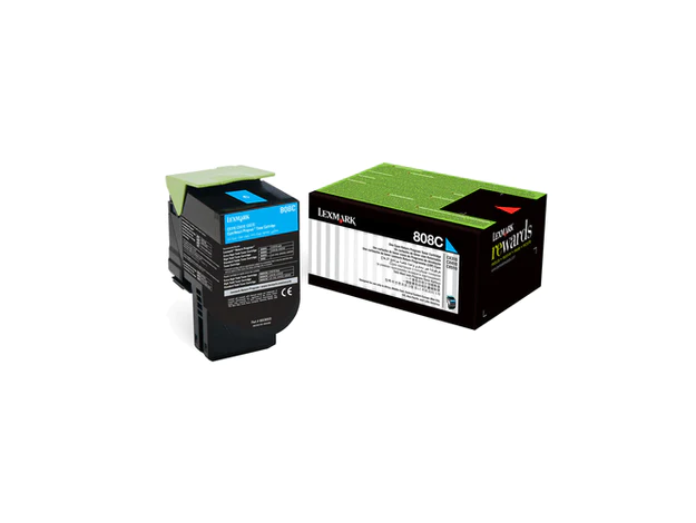 Lexmark 808C Cyan Return Program Toner Cartridge (80C80C0)