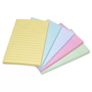 FIS Sticky Note Pad, 4X6 inches, Pack of 5, Ruled 5 Assorted Pastel Color -FSPO4X6RP5C