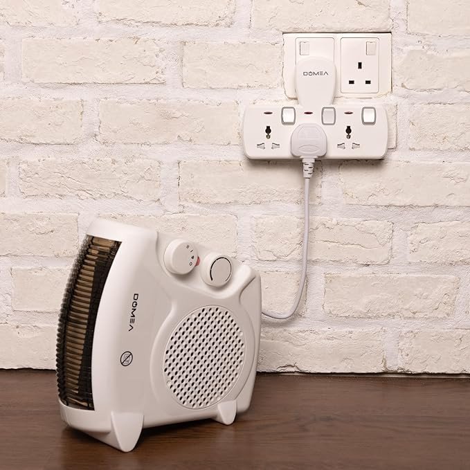 DOMEA Adaptor Multi Plug Extension With 3 Universal Sockets | Plug Type Adaptor | Safety Fuse | Individual Switches