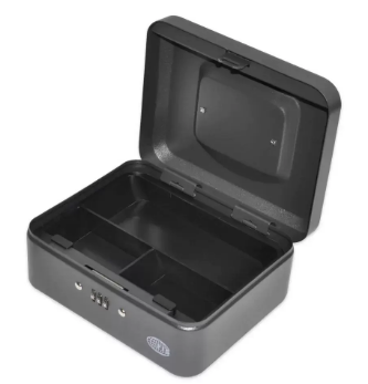FIS Cash Box with Number, 8 inch(200 x 160 x 90 mm) Lock size, Matt Finish, Black Color - FSCPTS0037BK