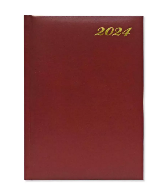 Fis 2024 A5 Diary,Vinyl, English 1 Side Padded Maroon -FSDI18E24MR