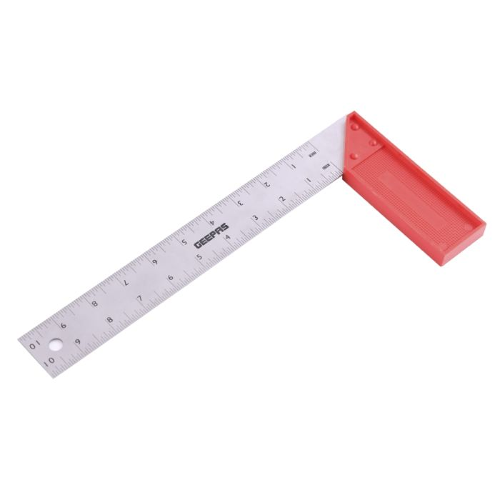 Geepas Try Square With Handle 10" - 90 Degree Angle Corner Ruler | Woodworking Square, Degree Double-Sided Angle Ruler Right Measuring Tool For Carpenters Engineer