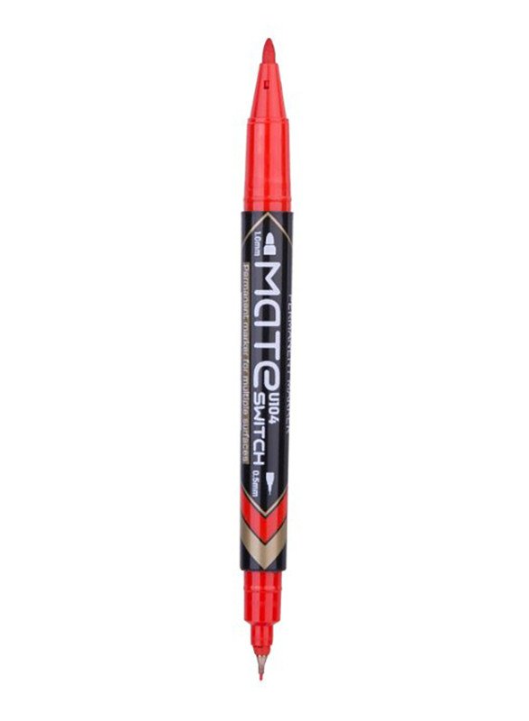 Deli Mate Switch Twin Marker Pen Set, U104, Red