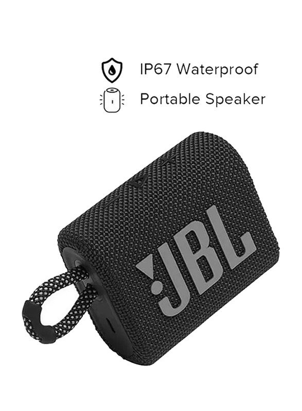 JBL GO 3 Portable Waterproof Wireless Speaker - Black