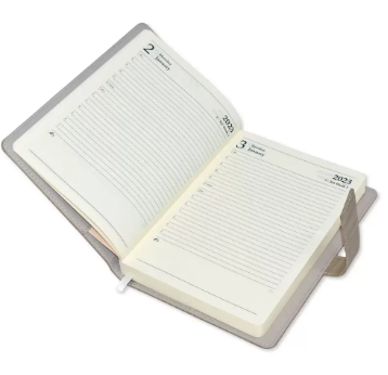 Fis 2023 A5 Diary English Vinyl Hard Sewn Cover Beige -FSDI80E23BG