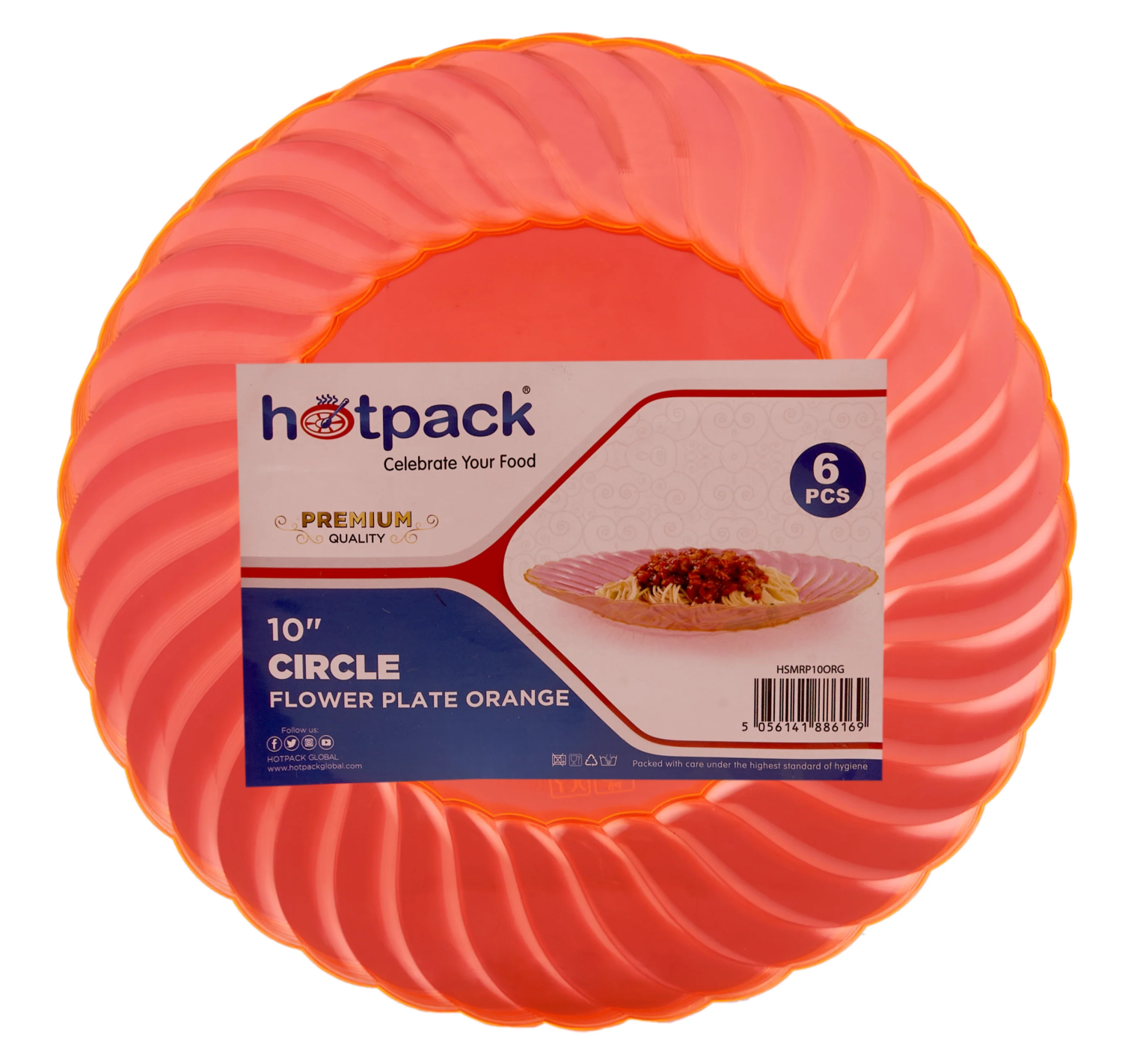 Premium Circle Flower Plate 6 Pieces(Orange)