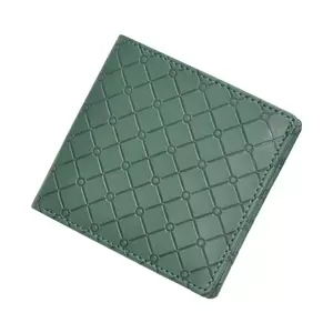 FIS Italian PU Bifold Design Wallets Polyurethane For Men, ID Card Window, 6 Card Slots, 2 Sideways Pockets, Divided Bill Compartments, Green Colour, Closed Size 100 x 105 mm - FSPQGRD2