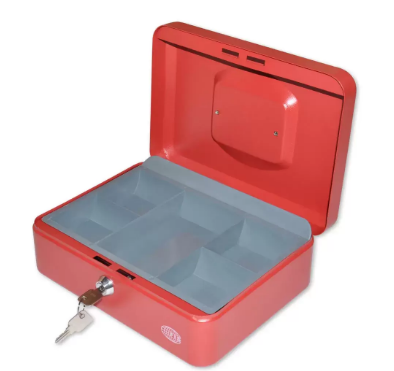 FIS Cash Box with Key 10 Inch, Matt Finish Red Color - FSCPTS0025RE
