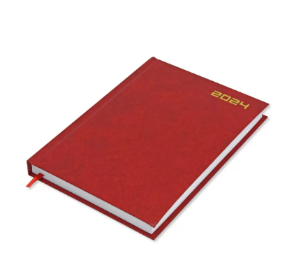 Fis 2024 A5 Diary,Vinyl, English Hard Cover Red -FSDI21E24RE