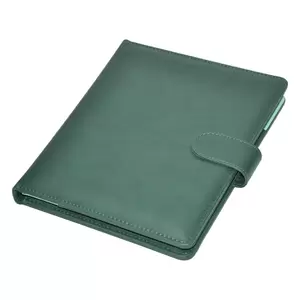 FIS Executive Folder Italian PU Cover With Writing Pad, Green Color, Ivory Paper, Single Ruled, 80 Sheets with Gift Box, 18 x 23 cm Size - FSGT1823PUWGR