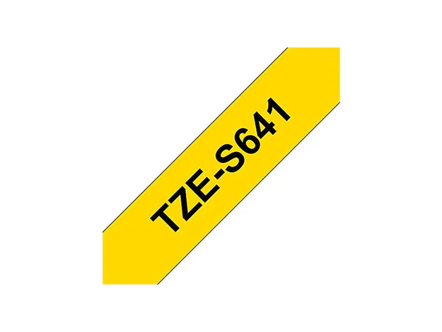 Brother P-touch 18mm TZ-S641 Strong Adhesive Tape, Black on Yellow