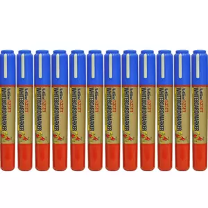 Artline 525T 2in1 Whiteboard Markers 2.0mm-5.0mm, Pack of 12 Pcs, Blue/Red Colors, Polyester Fibre Tip - ARMK525TBLRE